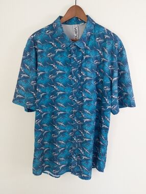 Projek Raw Shark Print Button Down Shirt Size 2XL